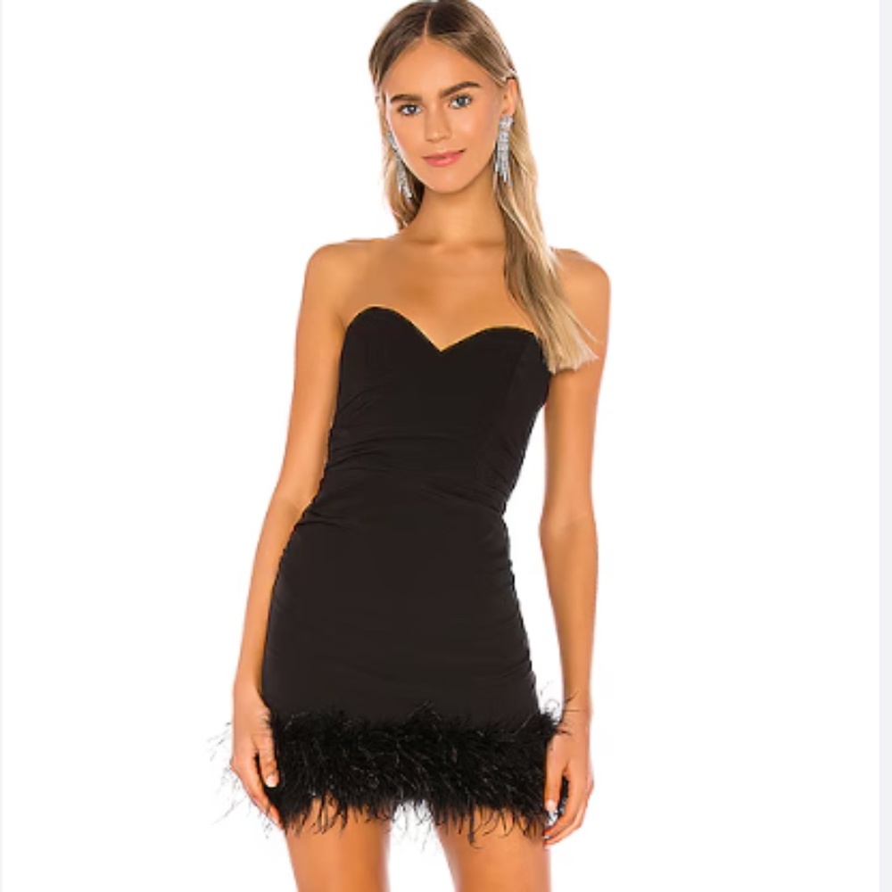 NBD Mini Dress in Black Feather
